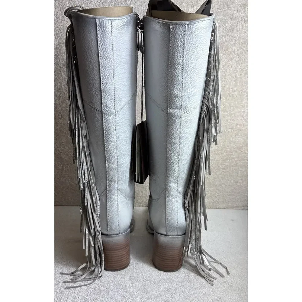 Cuadra Women's Tall Boot White Leather Side Zipper Size 6 M